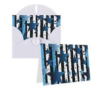 Tarjetas de felicitación con estampado de rayas y estrellas azules, negras y blancas, tarjetas de agradecimiento en blanco con sobres, tarjetas de cumpleaños para todas las ocasiones