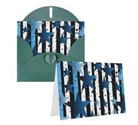 Tarjetas de felicitación con estampado de rayas y estrellas azules, negras y blancas, tarjetas de agradecimiento en blanco con sobres, tarjetas de cumpleaños para todas las ocasiones