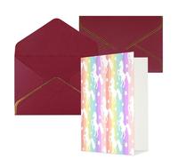 Tarjetas de felicitación con estampado de unicornios en rayas coloridas para todas las ocasiones, interior en blanco, con sobre, adecuadas para amigos y familiares