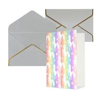 Tarjetas de felicitación con estampado de unicornios en rayas coloridas para todas las ocasiones, interior en blanco, con sobre, adecuadas para amigos y familiares