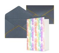 Tarjetas de felicitación con estampado de unicornios en rayas coloridas para todas las ocasiones, interior en blanco, con sobre, adecuadas para amigos y familiares
