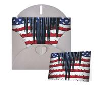 Tarjetas de felicitación con sobres, diseño de bandera con rayas rojas y estrellas azules, tarjetas de felicitación para todas las ocasiones, tarjeta de agradecimiento en blanco para invitaciones de