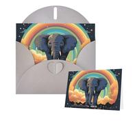 Tarjetas de felicitación con sobres, diseño de elefante sobre un fondo de arco iris, para todas las ocasiones, tarjeta de agradecimiento en blanco para invitaciones de boda, día de San Valentín