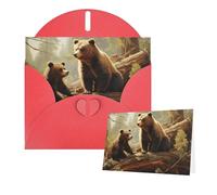 Tarjetas de felicitación con sobres, diseño de osos lindos que juegan en el árbol, tarjetas en blanco para todas las ocasiones, tarjeta de agradecimiento para invitaciones de boda, día de San Valentín