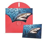 Tarjetas de felicitación con sobres, diseño de tiburón que nada en el mar, para todas las ocasiones, tarjeta de agradecimiento en blanco para invitaciones de boda, día de San Valentín, tarjeta de