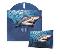Tarjetas de felicitación con sobres, diseño de tiburón que nada en el mar, para todas las ocasiones, tarjeta de agradecimiento en blanco para invitaciones de boda, día de San Valentín, tarjeta de