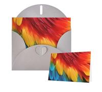 Tarjetas de felicitación con sobres, fantásticas tarjetas en blanco de plumas de loro para todas las ocasiones, tarjeta de agradecimiento para invitaciones de boda, día de San Valentín, 10 x 15 cm