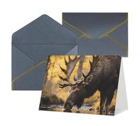 Tarjetas de felicitación con sobres, tarjetas de cumpleaños de 11,4 x 15,2 cm, tarjeta de aliento a mitad plegable, divertidas postales rústicas de ciervos del bosque, tarjeta de invitación en blanco