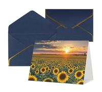 Tarjetas de felicitación con sobres, tarjetas de cumpleaños de 11,4 x 15,2 cm, tarjeta de aliento a mitad plegable, divertidas postales de ensueño de un campo de girasoles, tarjeta de invitación en