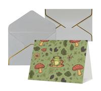 Tarjetas de felicitación con sobres, tarjetas de cumpleaños de 11,4 x 15,2 cm, tarjeta de aliento a mitad plegable, divertidas postales de ranas y hongos, tarjeta de invitación en blanco para todas