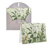 Tarjetas de felicitación con sobres, tarjetas de felicitación de feliz cumpleaños, follaje y hierbas con libélulas, tarjetas en blanco para todas las ocasiones, boda, agradecimiento, aliento