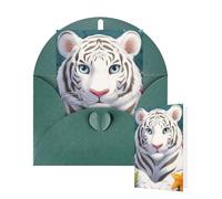 Tarjetas de felicitación con sobres, tigres blancos para todas las ocasiones, tarjetas de agradecimiento en blanco, tarjetas de felicitación para bodas, invitaciones de novia, fiesta de cumpleaños, 10
