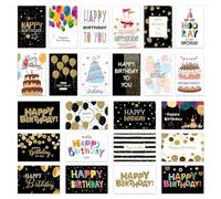 Tarjetas de Felicitación Cumpleaños, 24 Piezas Tarjeta de Cumpleaños con Sobre, Happy Birthday Cards para Hombres, Mujeres y Niños