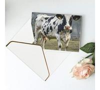 Tarjetas de felicitación de 15 x 10 cm, tarjeta de agradecimiento de vaca manchada en blanco para cumpleaños, tarjetas pensando en ti, para todas las ocasiones