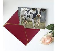 Tarjetas de felicitación de 15 x 10 cm, tarjeta de agradecimiento de vaca manchada en blanco para cumpleaños, tarjetas pensando en ti, para todas las ocasiones