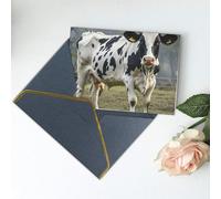 Tarjetas de felicitación de 15 x 10 cm, tarjeta de agradecimiento de vaca manchada en blanco para cumpleaños, tarjetas pensando en ti, para todas las ocasiones