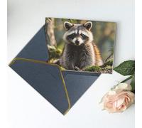 Tarjetas de felicitación de 15 x 10 cm, tarjeta de agradecimiento, diseño de mapache del bosque, tarjeta en blanco para cumpleaños, tarjetas pensando en ti para todas las ocasiones