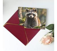 Tarjetas de felicitación de 15 x 10 cm, tarjeta de agradecimiento, diseño de mapache del bosque, tarjeta en blanco para cumpleaños, tarjetas pensando en ti para todas las ocasiones