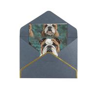 Tarjetas de felicitación de 17,5 x 11,5 cm, tarjetas de felicitación en blanco divertidas de bulldog inglés, tarjetas de felicitación plegables en blanco con sobres, tarjeta de agradecimiento en