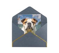 Tarjetas de felicitación de 17,5 x 11,5 cm, tarjetas de felicitación en blanco divertidas de bulldog inglés, tarjetas de felicitación plegables en blanco con sobres, tarjeta de agradecimiento en