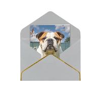 Tarjetas de felicitación de 17,5 x 11,5 cm, tarjetas de felicitación en blanco divertidas de bulldog inglés, tarjetas de felicitación plegables en blanco con sobres, tarjeta de agradecimiento en