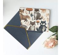 Tarjetas de felicitación de 6 x 4 pulgadas, tarjeta de agradecimiento con animales de mapache del bosque, tarjeta en blanco para cumpleaños, tarjetas pensando en ti para todas las ocasiones