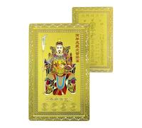 Tarjetas De Felicitación De Año Nuevo Genérico - Tarjeta Del Dios De La Riqueza Con Patrón De Personajes Antiguos Chinos - Símbolo Artesanal De Riqueza Bendita Colgante Dorado 2026 Para Mujeres Y