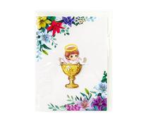 Tarjetas de felicitación de bautizo, tarjetas de bautismo con ángel y flores, regalo de felicitación para baby shower, recuerdo de fiesta para familiares, amigos, nuevos padres y niñas