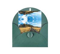 Tarjetas de felicitación de color verde oscuro con sobres a juego, impresión de la isla de Jeju, Corea, tarjetas bendecidas en blanco para cumpleaños, boda, día de San Valentín