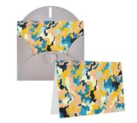Tarjetas de felicitación de colores brillantes y estampado de camuflaje amarillo, tarjetas de agradecimiento en blanco con sobres, tarjetas de cumpleaños para todas las ocasiones