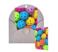Tarjetas de felicitación de cumpleaños con sobres, bolas de pickleball, patrón de colores, tarjetas en blanco para todas las ocasiones, tarjeta de agradecimiento para invitaciones de boda, cumpleaños
