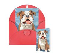 Tarjetas de felicitación de cumpleaños con sobres, diseño de bulldog inglés, sin costuras, tarjetas en blanco para todas las ocasiones, tarjeta de agradecimiento para invitaciones de boda, cumpleaños