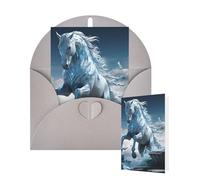 Tarjetas de felicitación de cumpleaños con sobres, diseño de caballo de hielo azul, tarjetas en blanco para todas las ocasiones, tarjeta de agradecimiento para invitaciones de boda, Navidad, 10 x 15