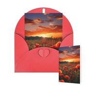 Tarjetas de felicitación de cumpleaños con sobres, diseño de campo de amapola roja al atardecer, tarjetas en blanco para todas las ocasiones, tarjeta de agradecimiento para invitaciones de boda