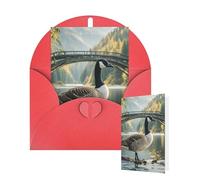 Tarjetas de felicitación de cumpleaños con sobres, diseño de ganso salvaje junto al puente, tarjetas en blanco para todas las ocasiones, tarjeta de agradecimiento para invitaciones de boda, Navidad