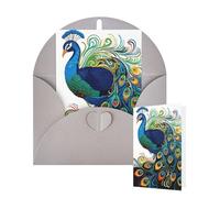 Tarjetas de felicitación de cumpleaños con sobres, diseño de pavo real, tarjetas en blanco para todas las ocasiones, tarjeta de agradecimiento para invitaciones de boda, Navidad, 10 x 15 cm