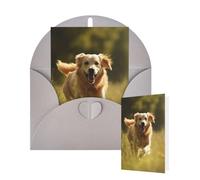 Tarjetas de felicitación de cumpleaños con sobres, diseño de perro corriendo sobre la hierba, tarjetas en blanco para todas las ocasiones, tarjeta de agradecimiento para invitaciones de boda, Navidad