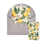 Tarjetas de felicitación de cumpleaños con sobres, limones y hojas de limón, tarjetas en blanco para todas las ocasiones, tarjeta de agradecimiento para invitaciones de boda, Navidad, 10 x 15 cm