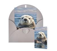 Tarjetas de felicitación de cumpleaños con sobres, nutria marina, tarjetas en blanco para todas las ocasiones, tarjeta de agradecimiento para invitaciones de boda, Navidad