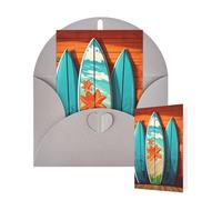 Tarjetas de felicitación de cumpleaños con sobres, tabla de surf sobre tarjetas en blanco de madera para todas las ocasiones, tarjeta de agradecimiento para invitaciones de boda, Navidad, 10 x 15 cm