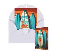 Tarjetas de felicitación de cumpleaños con sobres, tabla de surf sobre tarjetas en blanco de madera para todas las ocasiones, tarjeta de agradecimiento para invitaciones de boda, Navidad, 10 x 15 cm