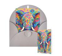 Tarjetas de felicitación de cumpleaños con sobres, tarjetas en blanco de elefante colorido para todas las ocasiones, tarjeta de agradecimiento para invitaciones de boda, Navidad, 10 x 15 cm