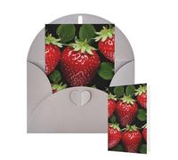 Tarjetas de felicitación de cumpleaños con sobres, tarjetas en blanco de fresa roja para todas las ocasiones, tarjeta de agradecimiento para invitaciones de boda, Navidad, 10 x 15 cm