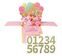 Tarjetas de felicitación de cumpleaños emergentes 3D con sobre y papel interior adicional, tarjeta de felicitación de cumpleaños para mujeres y hombres (puedes hacer números tú mismo)