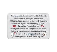 Tarjetas de felicitación de cumpleaños para nietos grabadas para hombres, tarjeta de inserción de billetera, regalo de graduación, alienta un impresionante recordatorio de agradecimiento, personalizable, para ir a la universidad, día de la familia, texto en inglés "I Love You", Navidad, Año Nuevo