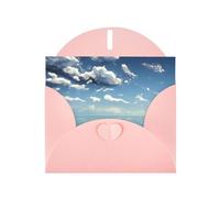 Tarjetas de felicitación de sobre rosa con patrón único de cielo azul y nubes blancas para escribir tus bendiciones para varias fiestas