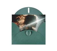 Tarjetas de felicitación de sobre verde oscuro con patrón único de reino de luz para escribir tus bendiciones para varias fiestas