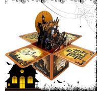 Tarjetas de felicitación divertidas de Halloween - Tarjetas emergentes versátiles de Halloween | Caja de tarjeta sorprsa de Halloveen resistente | Box 3d Hallowen Party Card para Haloween Memories