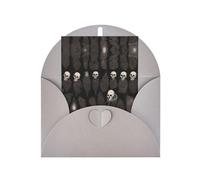 Tarjetas de felicitación elegantes grises con sobres a juego, impresión artística abstracta de calavera en blanco bendecida para cumpleaños, boda, día de San Valentín