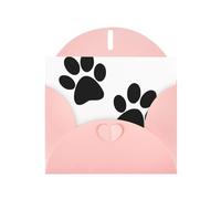 Tarjetas de felicitación en blanco con estampado de huellas de mascotas para cumpleaños, día de San Valentín, fiestas, bodas, sobre rosa de 4 x 6 pulgadas